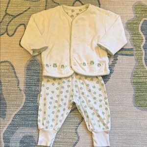 Cream and Green Baby Outfit
